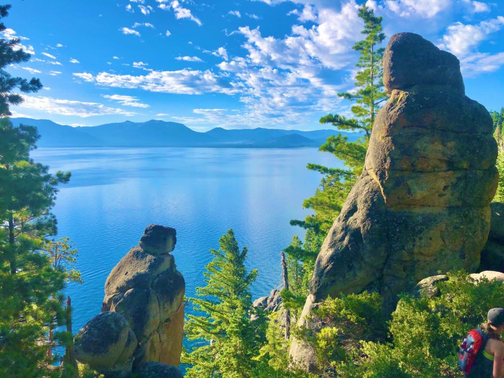 Hiker on Rubicon Trail getting beneficial green exercise