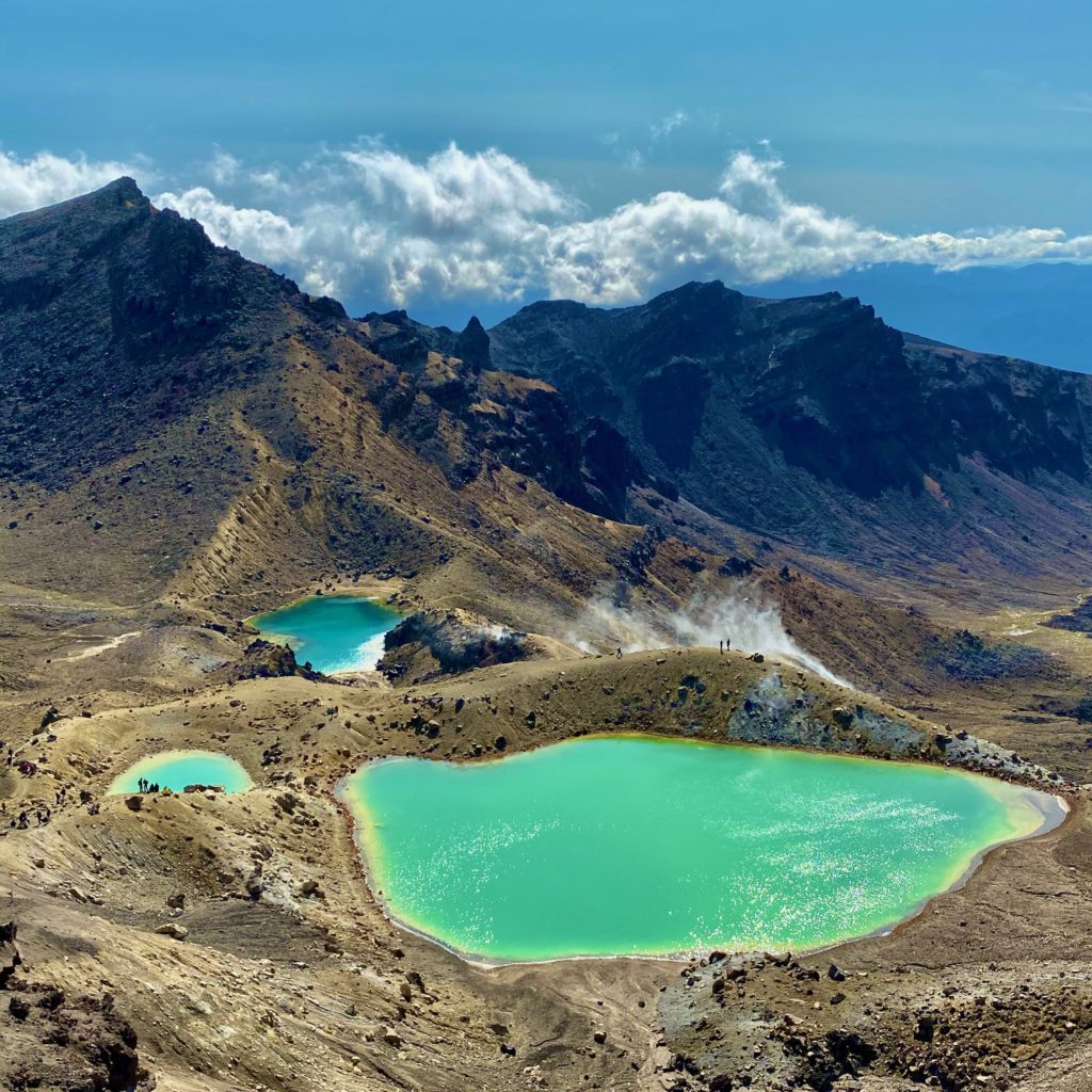 View of Emerald Lakes at the top of Tongariro Alpine Crossing